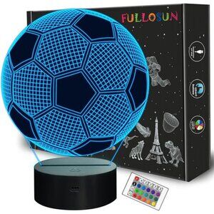 New Kids Night Light Soccer 3D Optical Illusion Lamp with Remote Control